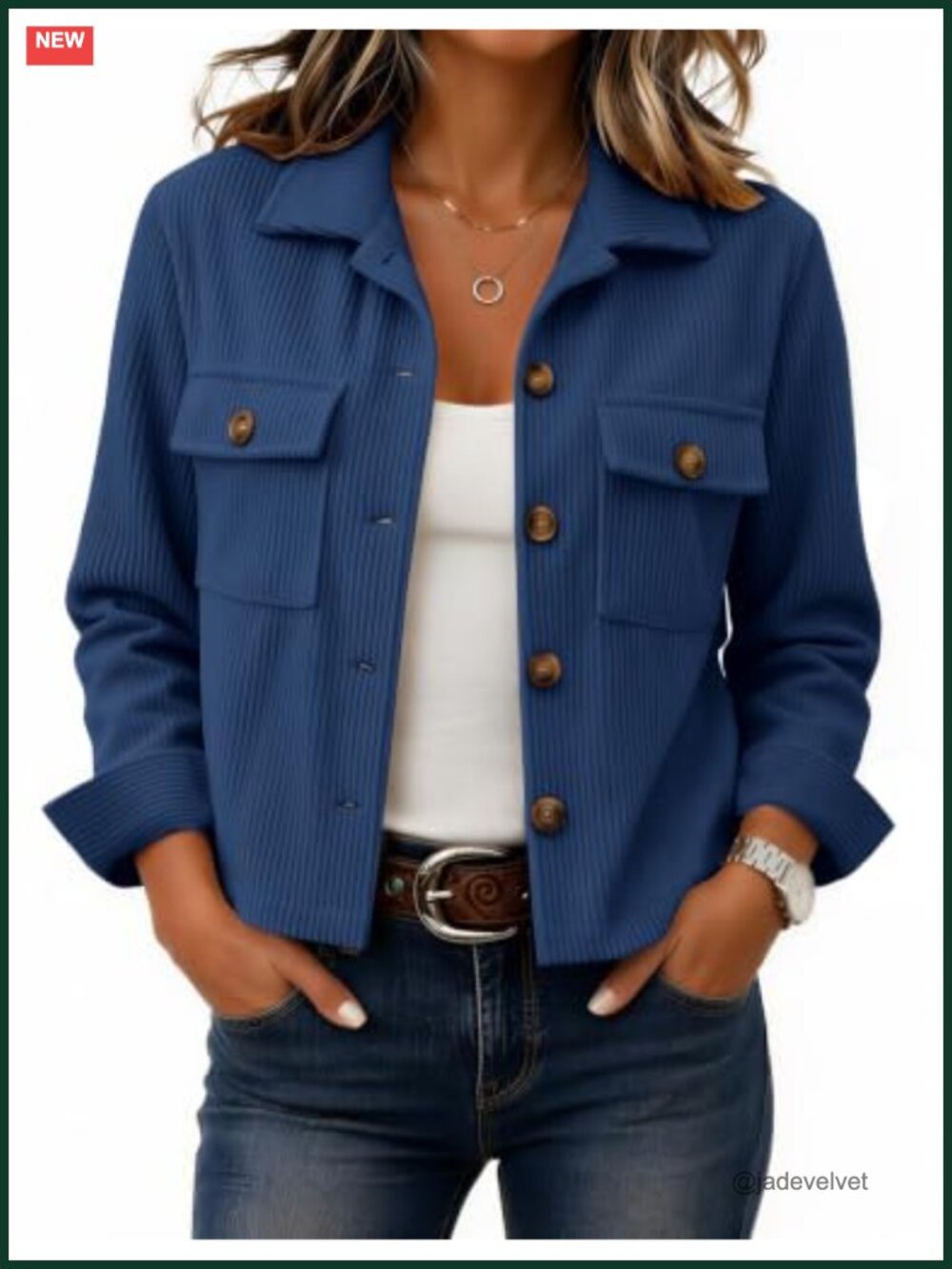 Women's Corduroy Cropped Shacket Button Down Long Sleeve Casual Jacket